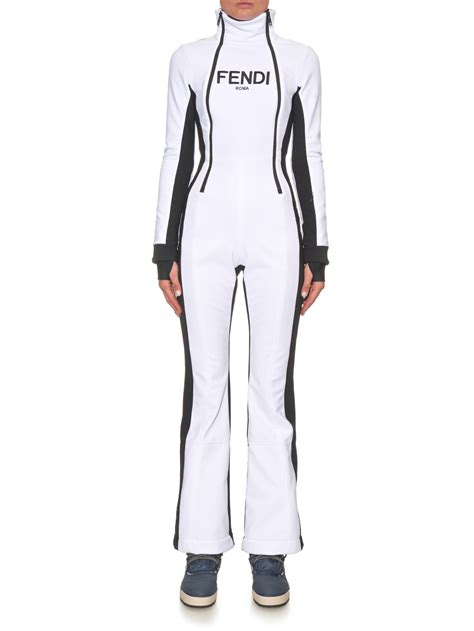 fendi white logo pants|Fendi jumpsuit women's.